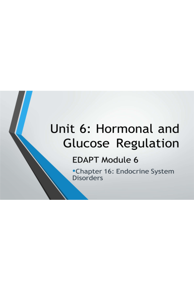 NR 283 Week 6 eDapt; Hormonal and Glucose Regulation