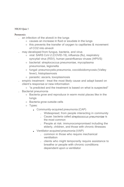 NR 283 Week 7 Quiz 5; Chapter 16 - Study Guide