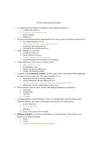 NR 283 Week 8 Comprehensive Final Exam - Hot Topics