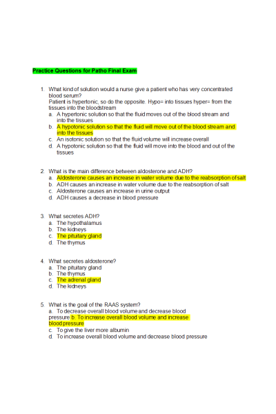 NR 283 Week 8 Comprehensive Final Examination - Topics Covered Weeks 5-7