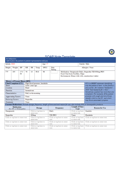 iHuman SOAP Note Template - Harvey Hoya