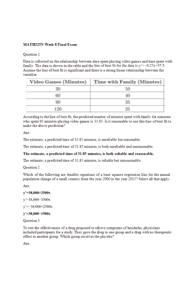 MATH 225 Week 8 Final Exam
