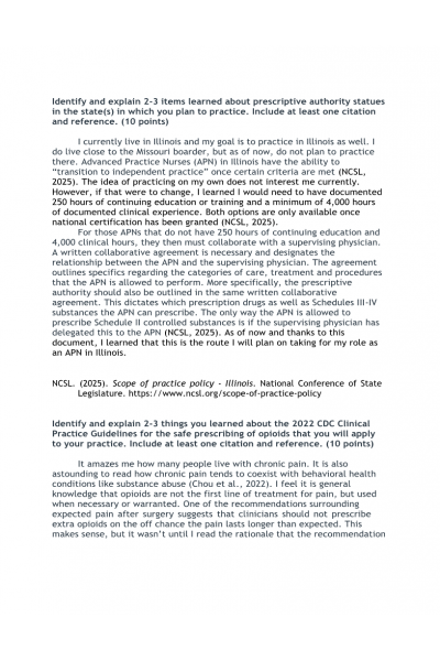 NR 667 Week 1 State-Specific Prescribing Laws and Regulations Quiz