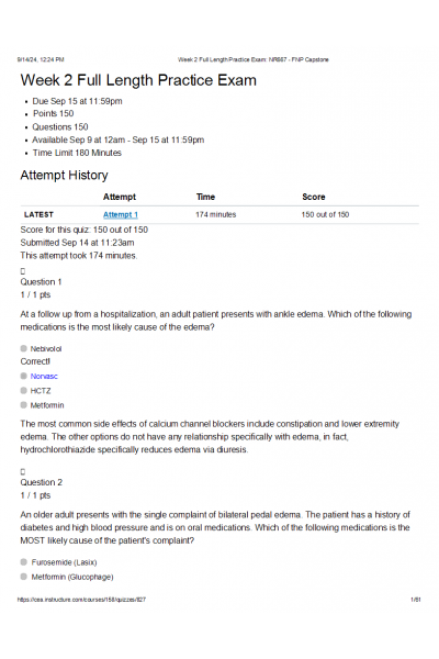 NR 667 Week 2 Full Length Practice Exam