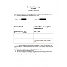 NR 667 Week 2 Homework; Clinical Hours
