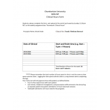 NR 667 Week 3 Homework; Clinical Hours