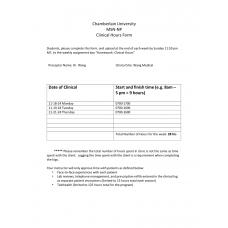 NR 667 Week 4 Homework; Clinical Hours