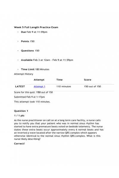 NR 667 Week 5 Full Length Practice Exam