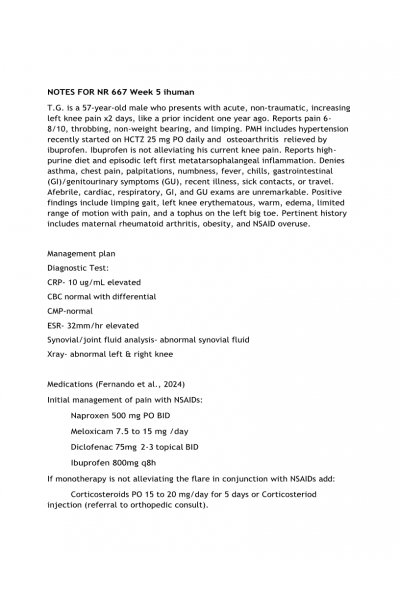 NR 667 Week 5 iHuman Musculoskeletal GOUT