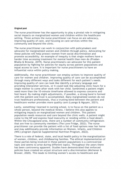 NR 602 Week 8 Assignment; ePortfolio (Discussion)