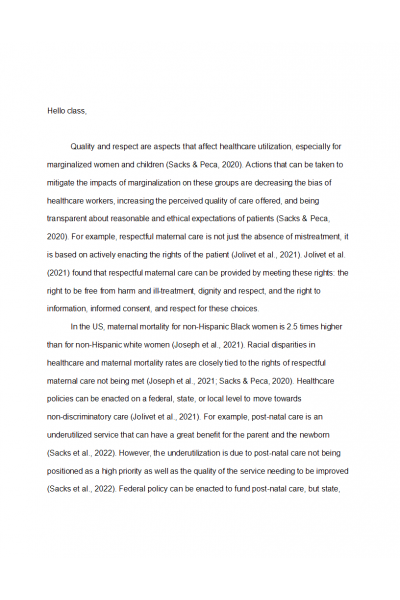 NR 602 Week 8 Assignment; ePortfolio (Week 1 Discussion)