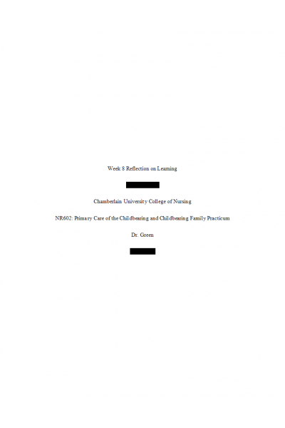 NR 602 Week 8 Reflection on Learning