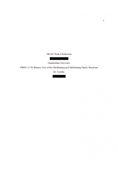 NR 602 Week 8 Reflection on Learning