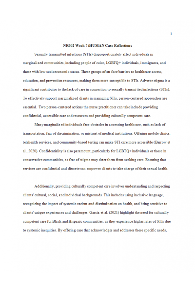 NR 602 Week 7 iHuman Reflection