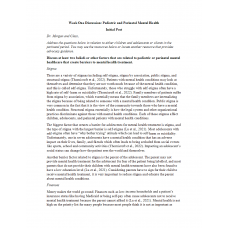 NR 606 Week 1 Discussion; Pediatric and Perinatal Mental Health