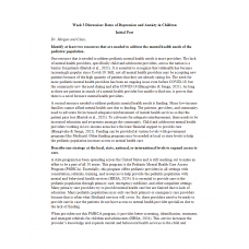 NR 606 Week 3 Discussion; Rates of Depression and Anxiety in Children