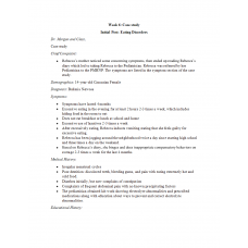 NR 606 Week 6 Case Study; Eating Disorders