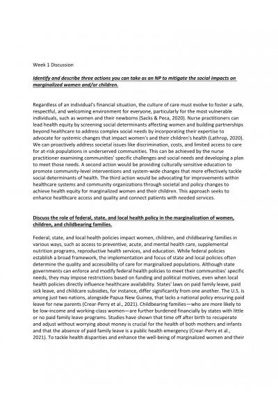 NR 602 Week 8 Assignment; Eportfolio Week 1 Discussion